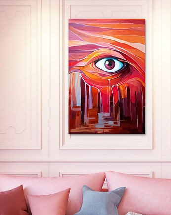 Piercing Violet Eye - ręcznie malowany, duży obraz akrylowy na płótnie, MOCO DECO Studio