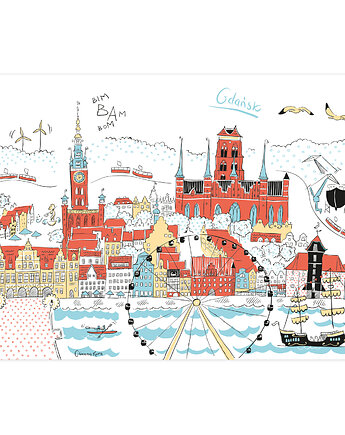 Plakat A4 Gdańsk Panorama, Gliniana Kura