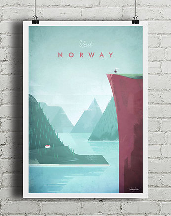 Norwegia - vintage plakat, minimalmill