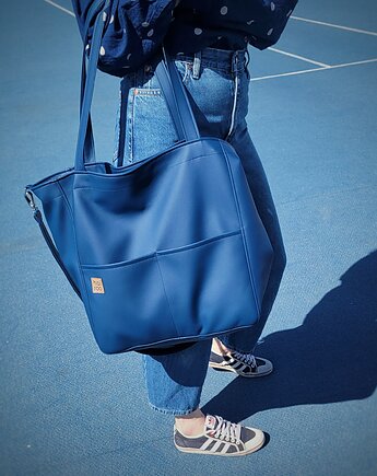 Lazy bag Pocket  torba granatowa  ekoskóra oversize, hairoo