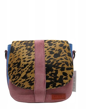 Torebka damska zamszowa na ramię regulowany pasek klapka wzór OLIVKA, Olivka Warsaw