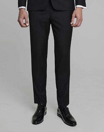 Wełniane spodnie do zestawu martello czarny slim fit 100% wełny, BORGIO