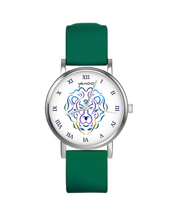 Zegarek  mały - Lew - silikonowy, zielony, yenoo