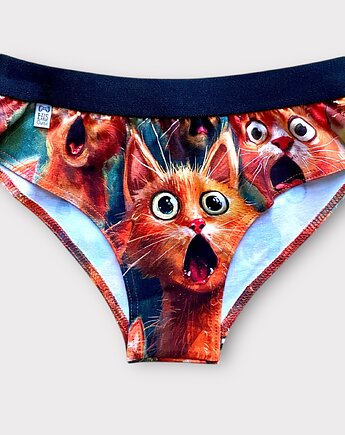 Majtki thonga damskie figi z prIntem KOTKI, HisOutfit