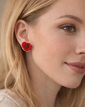 Ręcznie robione kolczyki maki z gliny polimerowej, MariaPolymer