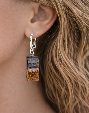 CZERŃ BAŁTYKU Kolczyki z bursztynu bałtyckiego Srebro 925, AmberMal