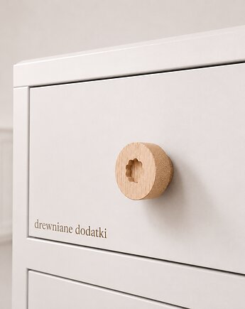 Drewniane gałki do mebli, z litego drewna, dąb, śrubki wzór 5, Drewniane dodatki