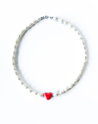 Naszyjnik z pereł z ceramicznym sercem, Gutowska jewelry