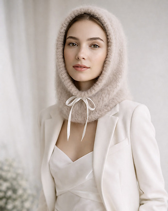 Balaclava ślubna Anti-Bride z alpaki i merino ręczna robota marcepan, splotomaniaa