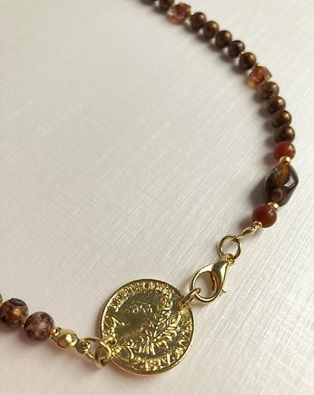 Brązowy choker z monetą, Luna by Sisters