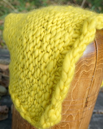 Limonkowa czapka z ręcznie przędzionej wełny, miękki, ciepły kaptur, Strojownia