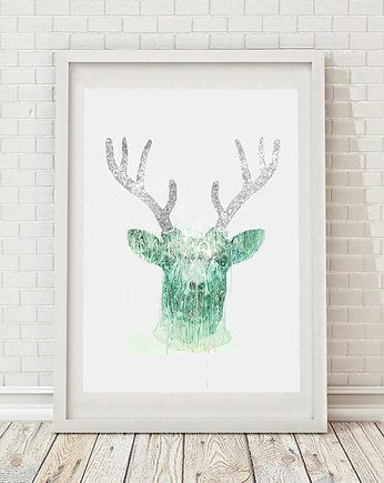 Plakat brokatowy jeleń A3 | skandynawski styl, Anita Tomala