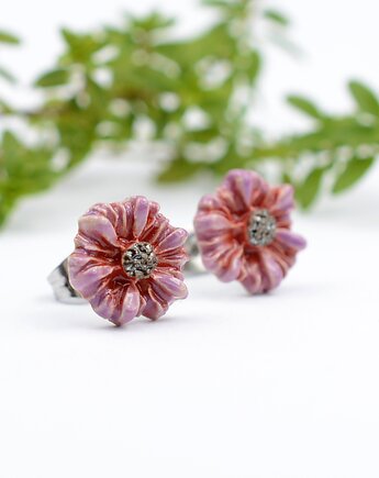 Ceramiczne kwiaty- kolczyki sztyfty 3d, Dorca