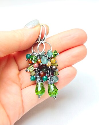 Kolczyki srebrne Zielone Grona z Cynamonem, ILEA