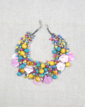 7009 Kolorowy Naszyjnik Boho z Masą Perłową, kama4you