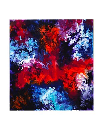 Abstrakcja Kolory 55x60 cm ręcznie malowany, Joanna Bilska