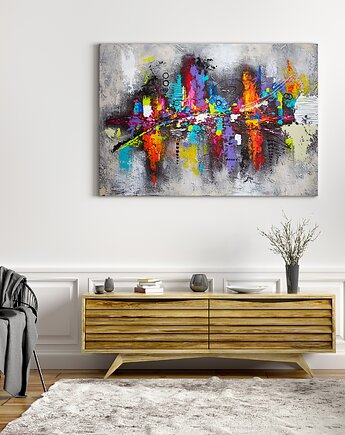 Obraz na płótnie - Kolorowa abstrakcja - 100x70 cm  (1-0324), raspberryEM