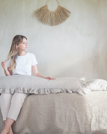 Lniana poszewka z falbanką na długą poduszkę NATURAL LINEN, so linen!