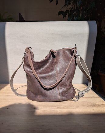 Bucket bag brązowa  czekoladowa torebka, Łagoda