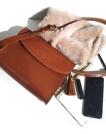 M I S S koniak  torebka na ramię skóra jucht, PAWDECO