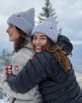 SOWA - duża puchata wełniana czapka- jasny szary, KOPYTO