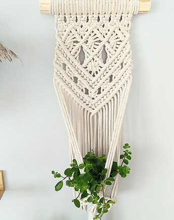 Kwietnik na ścianę- makrama "ARIEL" kolor naturalny, Boho dekoracja, ACTP
