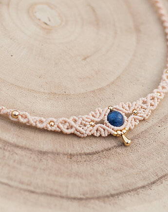 Makramowy naszyjnik. Choker makramowy. Naszyjnik Makrama. Sodalit, CocoBizu