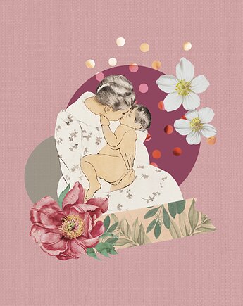 Plakat Kolaż Macierzyństwo, Pracownia RetroBotanica