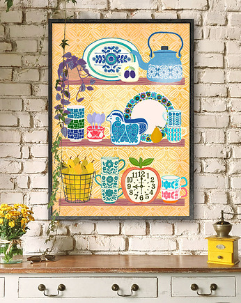 Półka w stylu ethno - plakat fine art, minimalmill