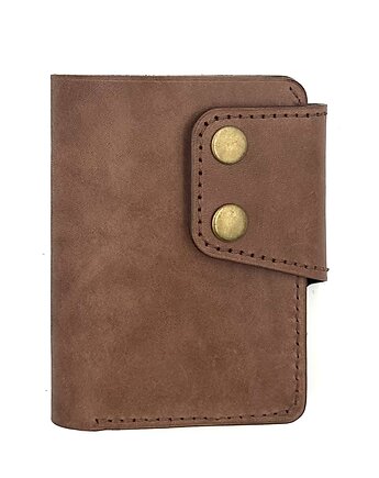Brązowy duży portfel ręcznie uszyty ze skóry garbowanej roślinnie., Rkabags