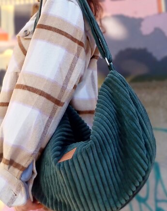 Sztruksowa torba hobo Zielona, sabi tatka