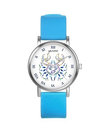 Zegarek  mały - Rak - silikonowy, niebieski, OSOBY - Prezent dla niej