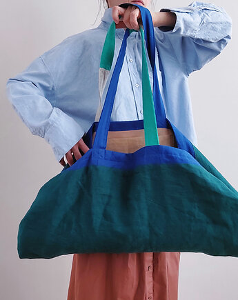 Torba na joge ZERO WASTE patchwork len OCEAN, madebyjokpa