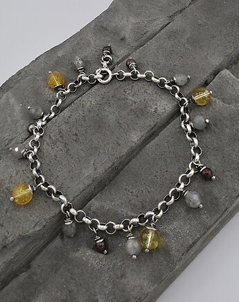 Cytryn, labradoryt, granat - bransoletka, RayOfArt