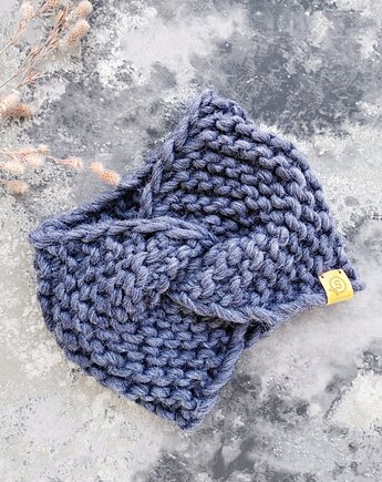 WOOLY opaska z wełny ala turban grafitowa, sploteka