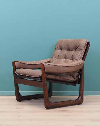 Fotel skórzany, duński design, lata 60, Genega M, Przetwory design