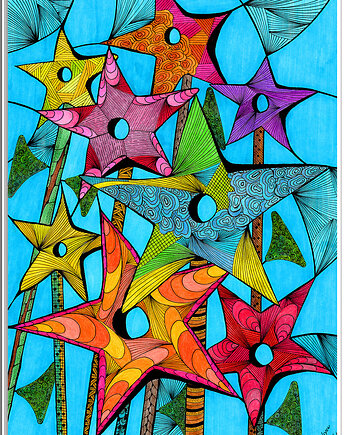 37. GWIATY VEL KWIAZDY - rysunek, plakat., kama4you