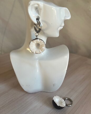 Kolczyki z kokosami ręczne robienie -handmade kwiaty, MariaPolymer