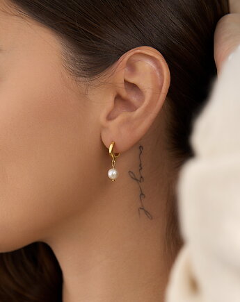 Kolczyki kreolki z perłami naturalnymi srebro 925 pozłacane, Coccola JEWELLERY