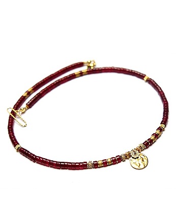 Jadeit bordeaux  /23.11.25/ naszyjnik  - Szlachetna kolekcja, KiKa pracownia