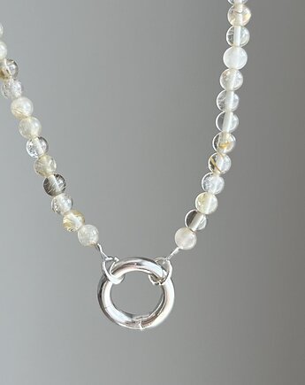 Naszyjnik ZAPIĘCIE KOŁO kwarc rutylowy SŁOŃCE kamienie naturalne żółty, ATdiament