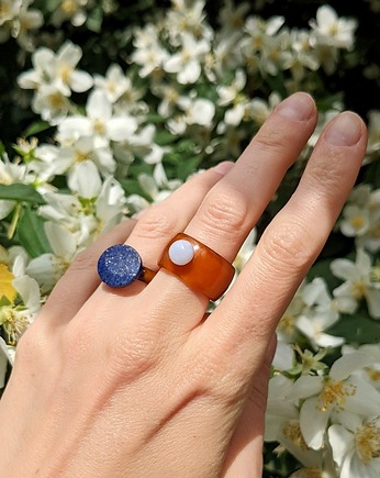 Masywny Pierścionek z Kamieniem Naturalnym Chunky Jelly Ring 1, Nebula7