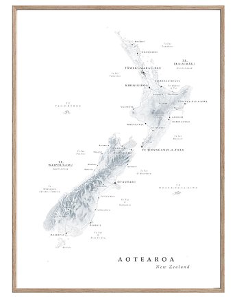 Nowa Zelandia - nazwy w jęz Māori  / plakat mapa, OKAZJE - Prezent na 50 urodziny