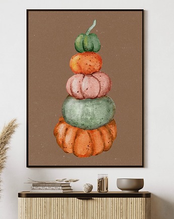 Plakat Jesienny Dynie na ścianę A3 Minimalistyczny Plakat nowoczesny, Kalibri Arts