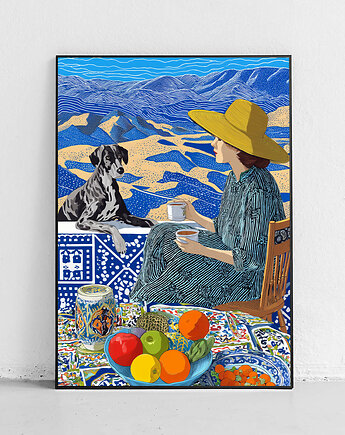 Plakat Kawa w górach z psem, Harvest Maison