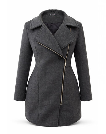 Płaszcz zimowy - Amelia - Szary melanż WYPRZEDAŻ!!!, POLKA