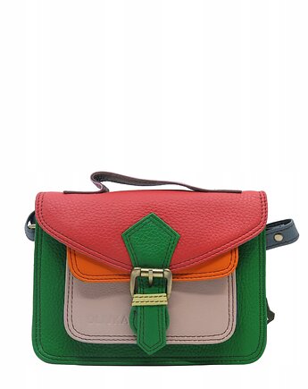Torebka damska skórzana listonoszka kolorowa rączka regulowany pasek OLIVKA, Olivka Warsaw