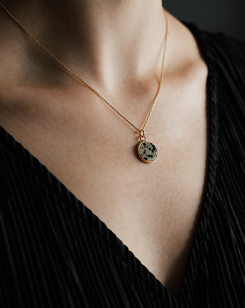 Łańcuszek z zawieszką jaspis dalmatyńczyk., Bibu bijoux