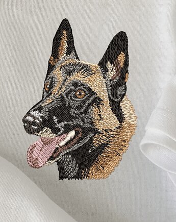 Koszulka Malinois T-shirt z haftem psa Prezent dla psiarza, Haft Zwierząt