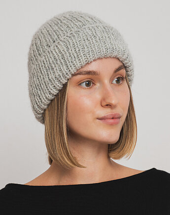 Czapka DARLA - Szara - Handmade - Merino, alpaka, jedwab